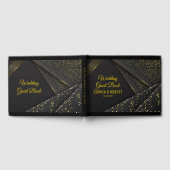 Elegantes Script Golden Floral Luxury Black Weddin Gästebuch (Voll)