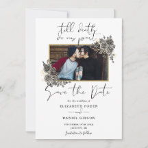 Elegantes Script Gothic Floral Foto Hochzeit