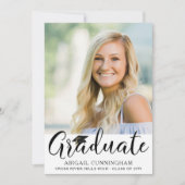Elegantes Script Graduate Ein Foto Schwarz-weiß Einladung (Vorderseite)