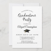 Elegantes Script Graduate Ein Foto Schwarz-weiß Einladung (Rückseite)
