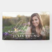 Elegantes Script Graduate Foto Herzlichen Glückwun Banner (Horizontal)