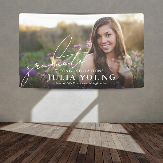 Elegantes Script Graduate Foto Herzlichen Glückwun Banner
