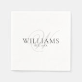 Elegantes Script Gray Monogram Family formales Abe Serviette (Vorderseite)