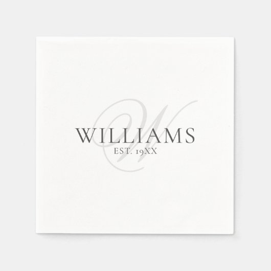 Elegantes Script Gray Monogram Family formales Abe Serviette (Vorderseite)