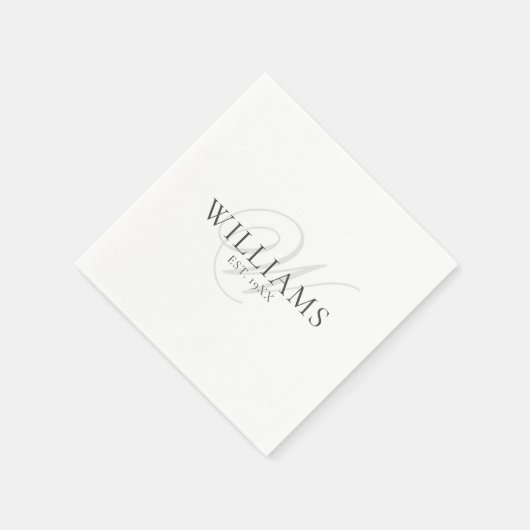 Elegantes Script Gray Monogram Family formales Abe Serviette (Ecke)
