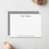 Elegantes Script Gray Stationery Border Mitteilungskarte (Vorderseite/Rückseite Beispiel)