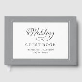 Elegantes Script Gray Wedding Gästebuch Chic Borde (Vorderseite)