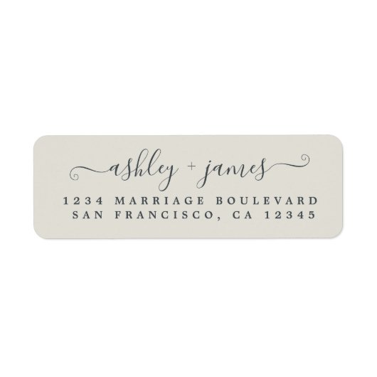 Elegantes Script Gray Wedding Return Address Label (Vorne)