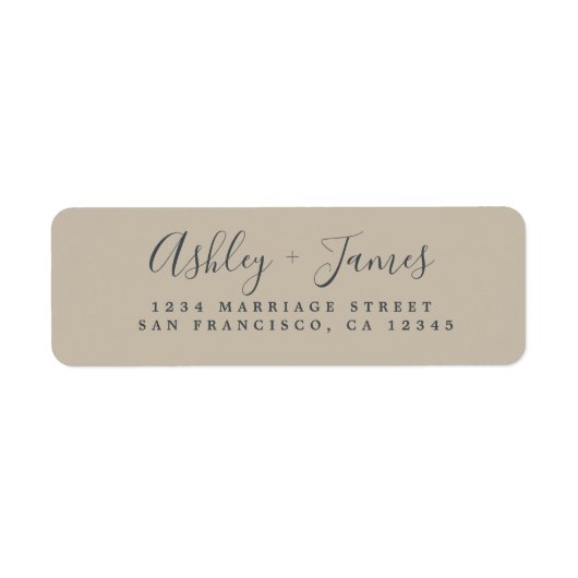 Elegantes Script Gray Wedding Return Address Label (Vorne)