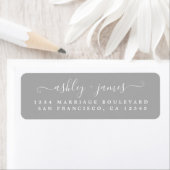 Elegantes Script Gray Wedding Return Address Label (Insitu)