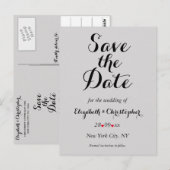 Elegantes Script Gray Wedding Save the Date Postkarte (Vorne/Hinten)