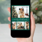 Elegantes Script Green 4 Foto Collage Weihnachten