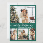 Elegantes Script Green 4 Foto Collage Weihnachten (Vorderseite)