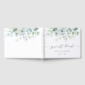 Elegantes Script Green Foliage Wedding Guest Book Gästebuch (Voll)