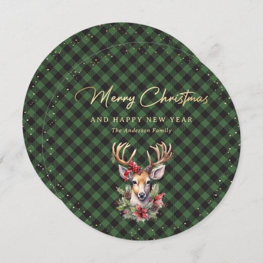 Elegantes Script Green Gold Frohe Weihnachten (Vorne/Hinten)