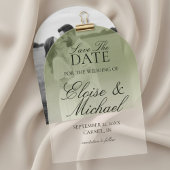 Elegantes Script Green Gradient Save the Date Acryleinladungen