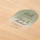Elegantes Script Green Gradient Save the Date Acryleinladungen (Ablage )