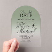 Elegantes Script Green Gradient Save the Date Acryleinladungen (Insitu (Handheld))