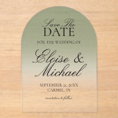 Elegantes Script Green Gradient Save the Date Acryleinladungen (Vorderseite)
