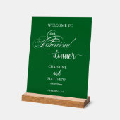 Elegantes Script Green Probe Dinner Willkommen Acrylschild (Winkel)