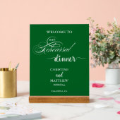 Elegantes Script Green Probe Dinner Willkommen Acrylschild (Hochzeit)