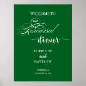 Elegantes Script Green Probe Dinner Willkommen Poster (Vorne)