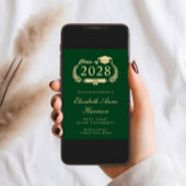 Elegantes Script Green Uni-Abschluss Party Einladung