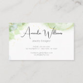 Elegantes Script Green Watercolor Gold Visitenkarte (Rückseite)