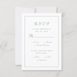 Elegantes Script Green Wedding Enclosure RSVP Karte