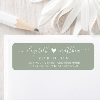 Elegantes Script Green Wedding Return Address Labe