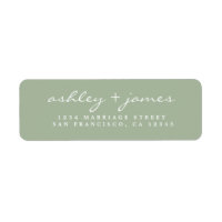 Elegantes Script Green Wedding Return Address Labe