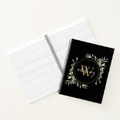 Elegantes Script Greenery Chic Gold Monogram Black Notizblock (Innenseite)