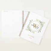 Elegantes Script Greenery Gold Monogram 2023 Planer (Anzeige)