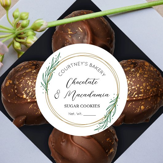 Elegantes Script Greenery Wreath Sugar Cookies Foo Runder Aufkleber