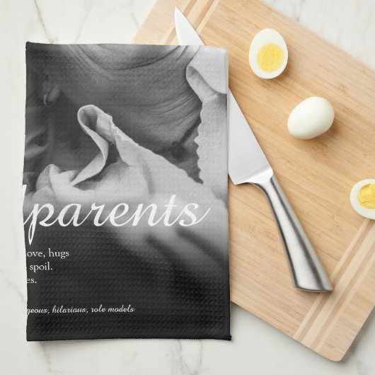 Elegantes Script Großeltern Fun Definition Foto Geschirrtuch (Viertel Falte)