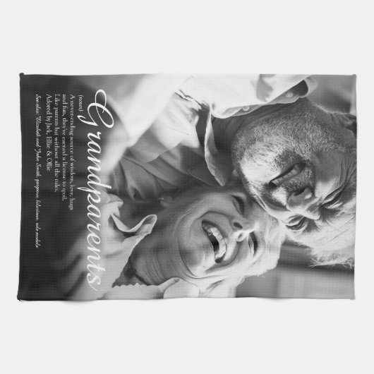 Elegantes Script Großeltern Fun Definition Foto Geschirrtuch (Horizontal)