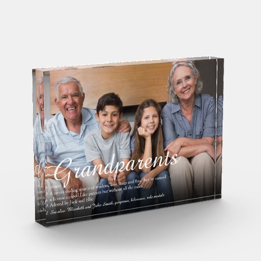 Elegantes Script Großeltern Spaß Definition Fotoblock (Links)