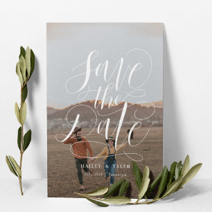 Elegantes Script Handschrift Overlay Volles Foto Save The Date