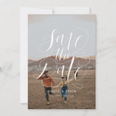 Elegantes Script Handschrift Overlay Volles Foto Save The Date (Vorderseite)