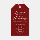 Elegantes Script Happy Holidays Business Logo Geschenkanhänger (Vorderseite)