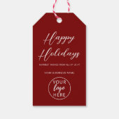Elegantes Script Happy Holidays Business Logo Geschenkanhänger (Rückseite)