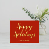 Elegantes Script Happy Holidays Folien Feiertagspostkarte (Stehend vorne)