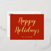 Elegantes Script Happy Holidays Folien Feiertagspostkarte (Vorderseite/Rückseite)