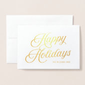 Elegantes Script Happy Holidays mit Foto Folienkarte (Vorderseite mit Umschlag)