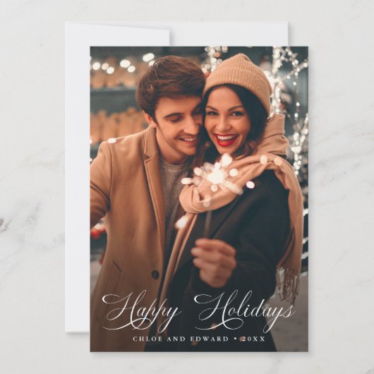 Elegantes Script Happy Holidays Weihnachten 2 Foto (Vorderseite)