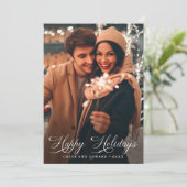 Elegantes Script Happy Holidays Weihnachten 2 Foto (Stehend Vorderseite)