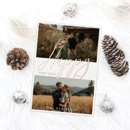 Elegantes Script Happy New Year Minimal Couple Fot Folien Feiertagskarte