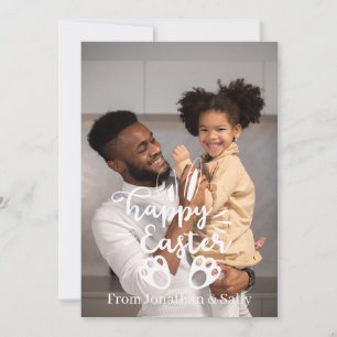Elegantes Script Happy Oaster Family One Foto Feiertagskarte