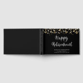 Elegantes Script Happy Retirement Black White Gästebuch (Voll)