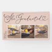 Elegantes Script Heart 3 Foto Abschluss Banner (Horizontal)